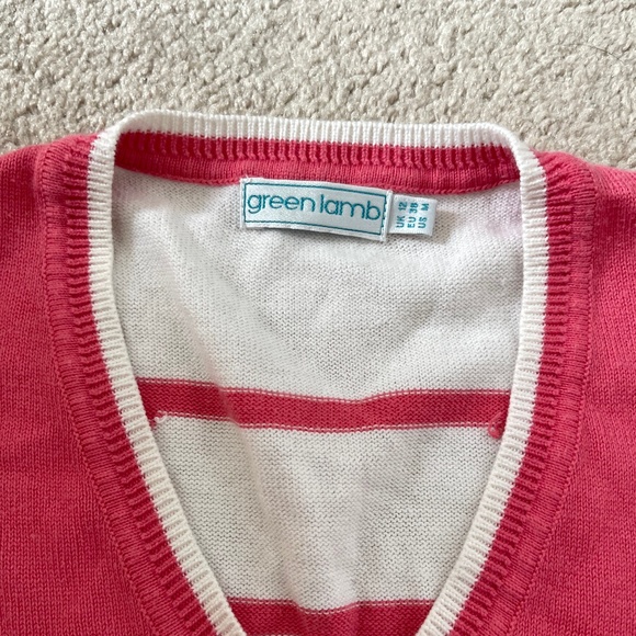 Pink and White Green Lamb Golf Tennis Sweater Vest Size Medium - Picture 2 of 3